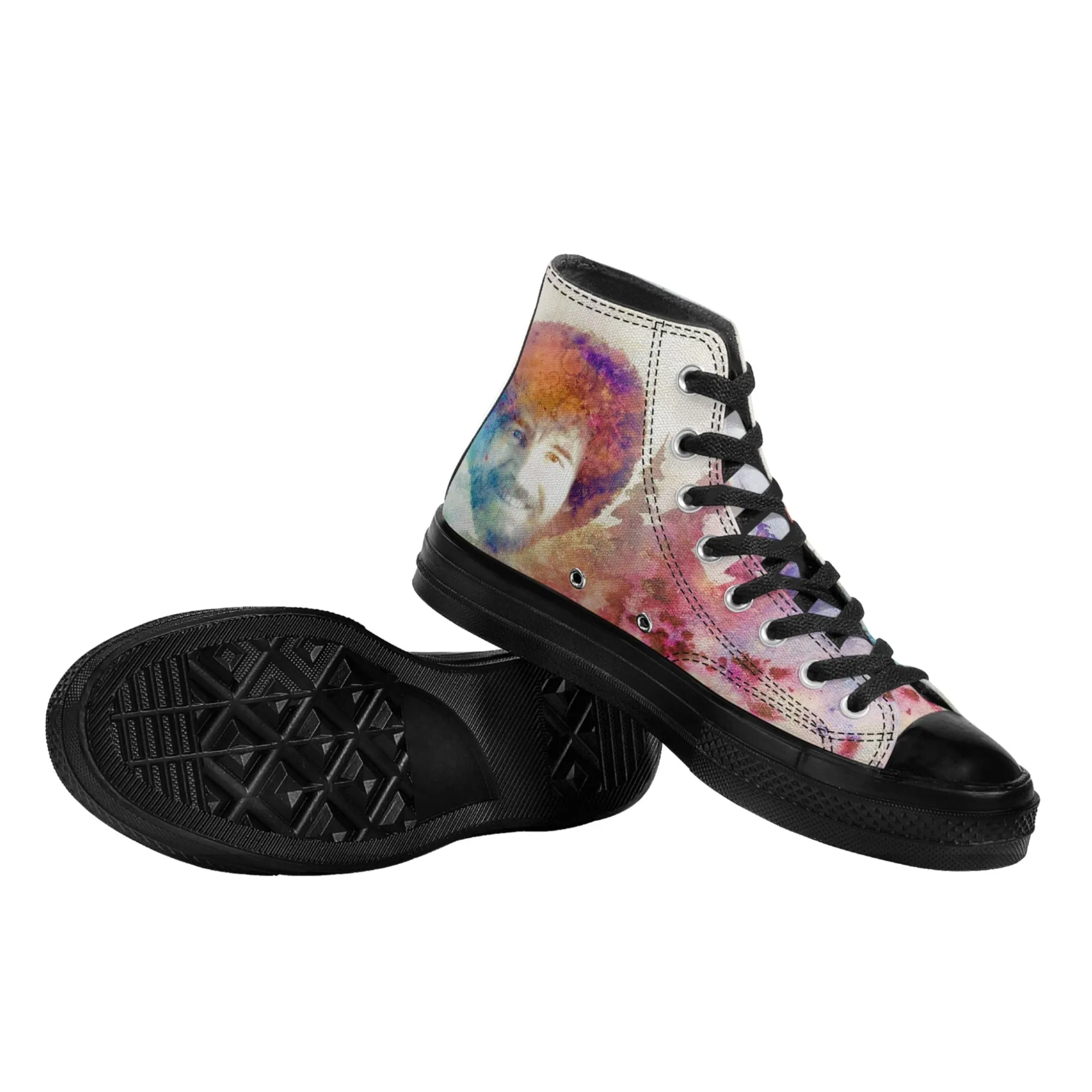 Bob Ross Tribute Shoes | Classic High-top canvas Sneaker