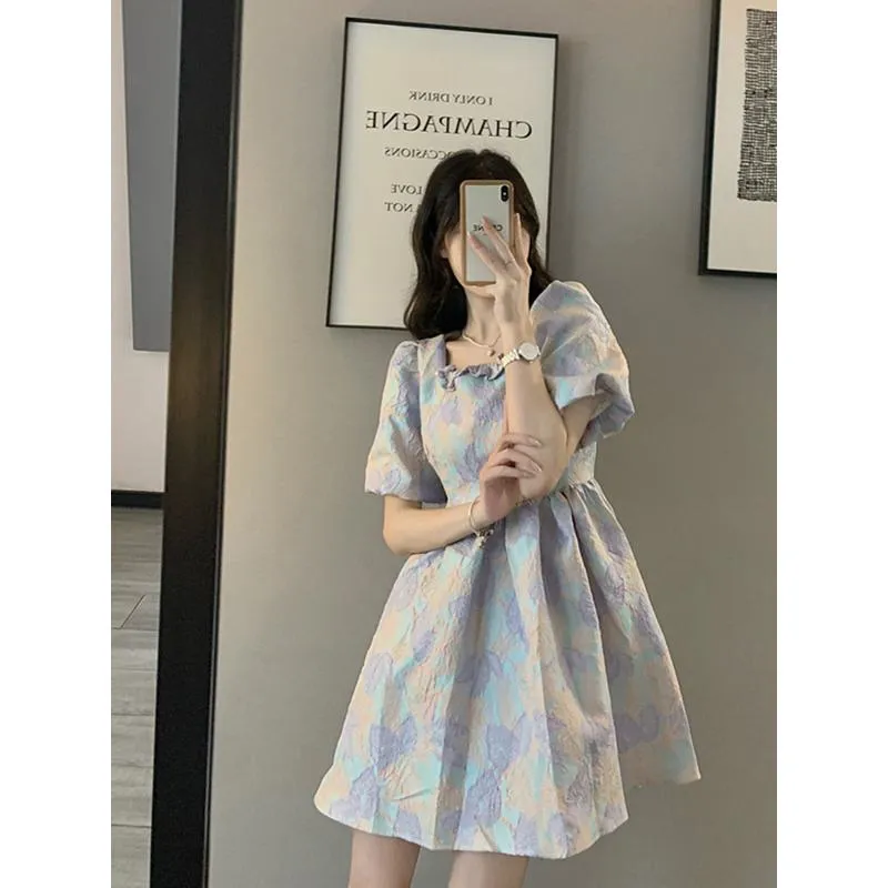 Bubble Sleeve Fluffy Skirt Hepburn Dress