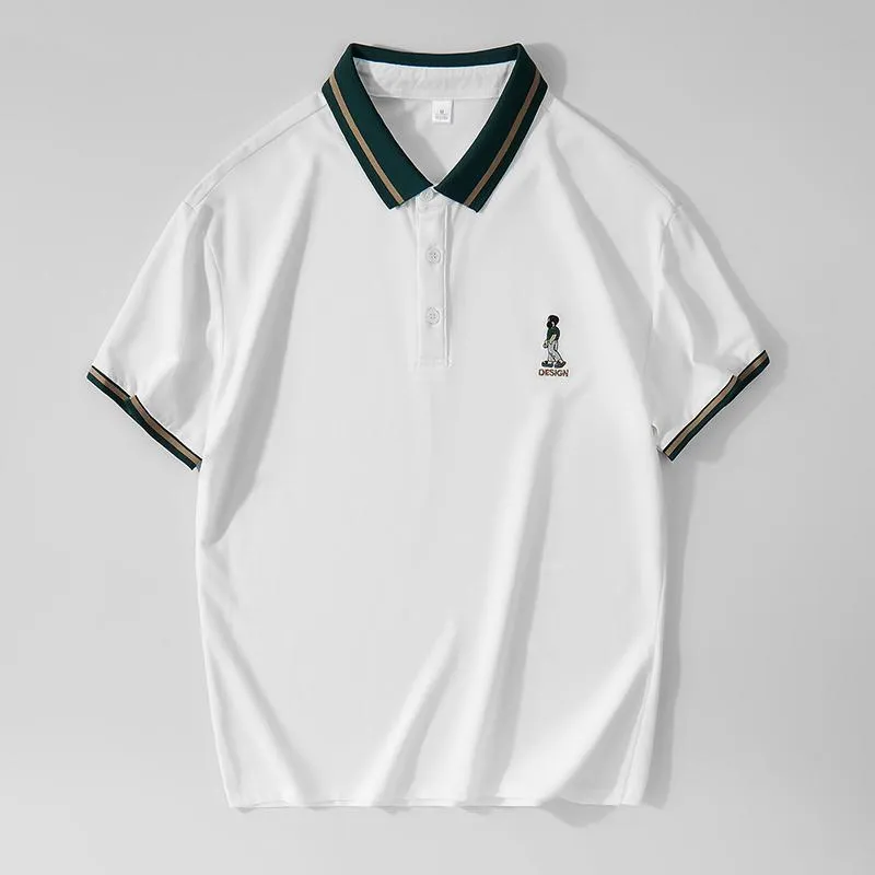 Casual Business Lapel Silky Short Sleeve Polo Shirt