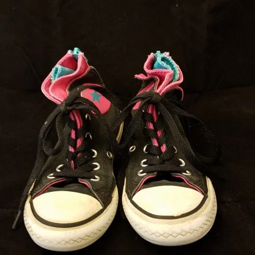CONVERSE CHUCK TAYLOR BLACK BACK ZIP HIGH TOP SNEAKER YOUTH SIZE 13