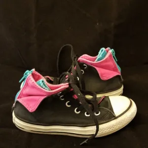 CONVERSE CHUCK TAYLOR BLACK BACK ZIP HIGH TOP SNEAKER YOUTH SIZE 13