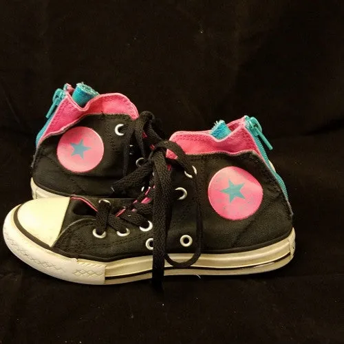 CONVERSE CHUCK TAYLOR BLACK BACK ZIP HIGH TOP SNEAKER YOUTH SIZE 13