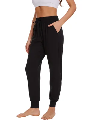 Hanerdun Womens Joggers Athletic Ninth Pants Pocket Elastic High Waist Yoga Bottoms