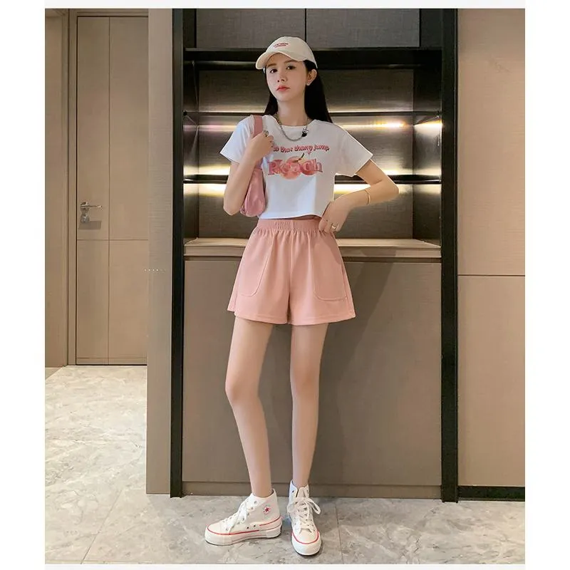 Loose-Fit Casual High-Waisted Sports Chic Worn Outside Running Shorts