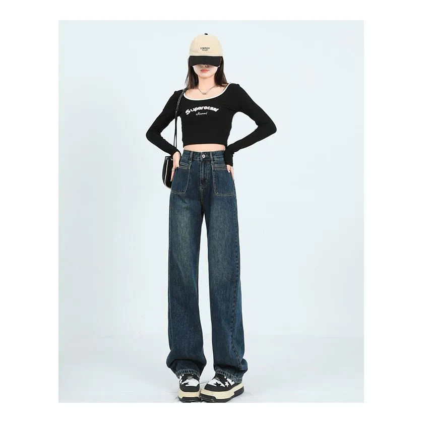 Loose Fit Slimming Versatile Straight Leg High-Waisted Jeans