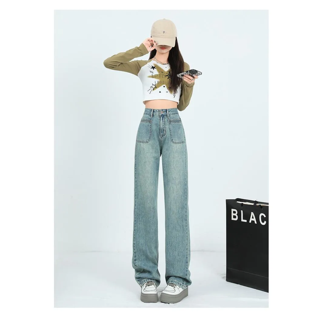 Loose Fit Slimming Versatile Straight Leg High-Waisted Jeans