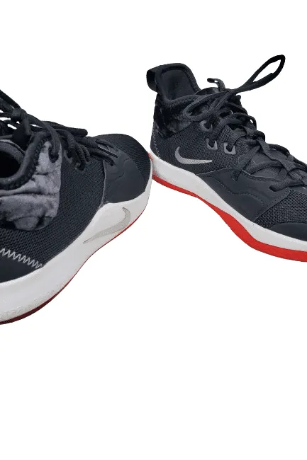 Nike P. George unisex black, white and red sneakers size 7Y