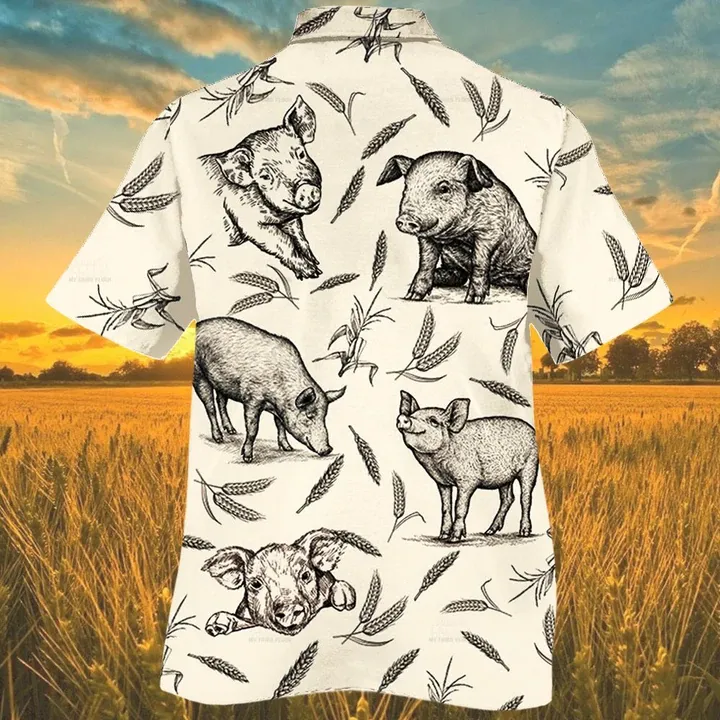Pig Farm Lovers Hawaiian Shirt, Animal Farm Pig Men Hawaiian Shirts For Men, women