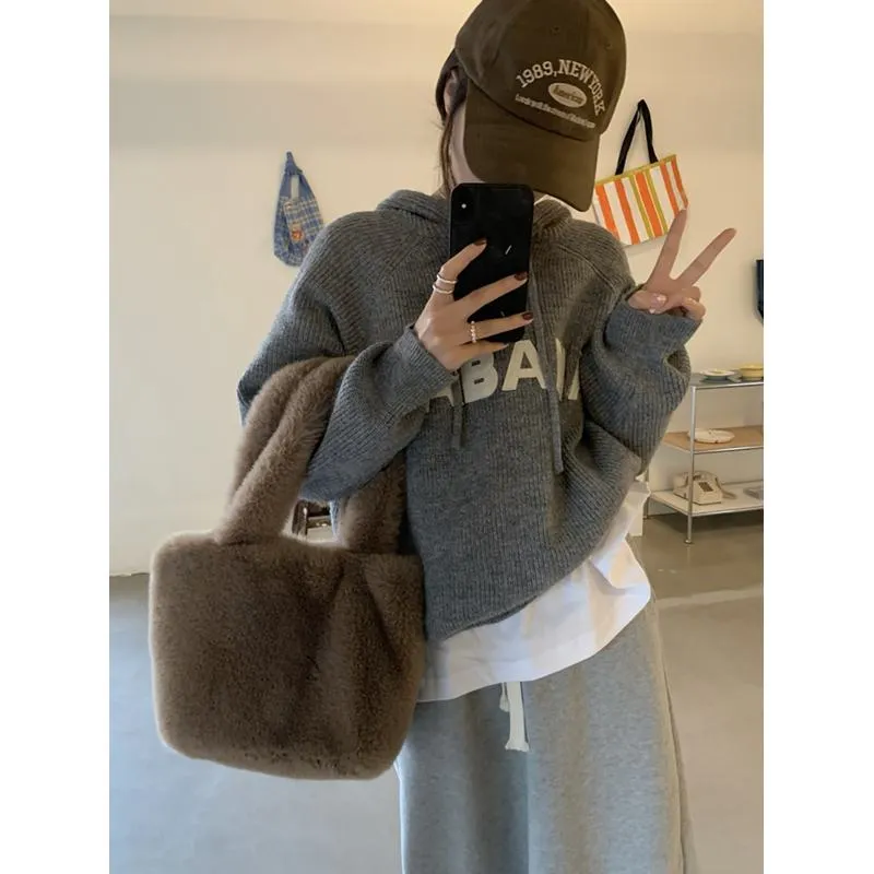 Pullover Retro Worn Outside Loose Fit Letter Lazy Sweater