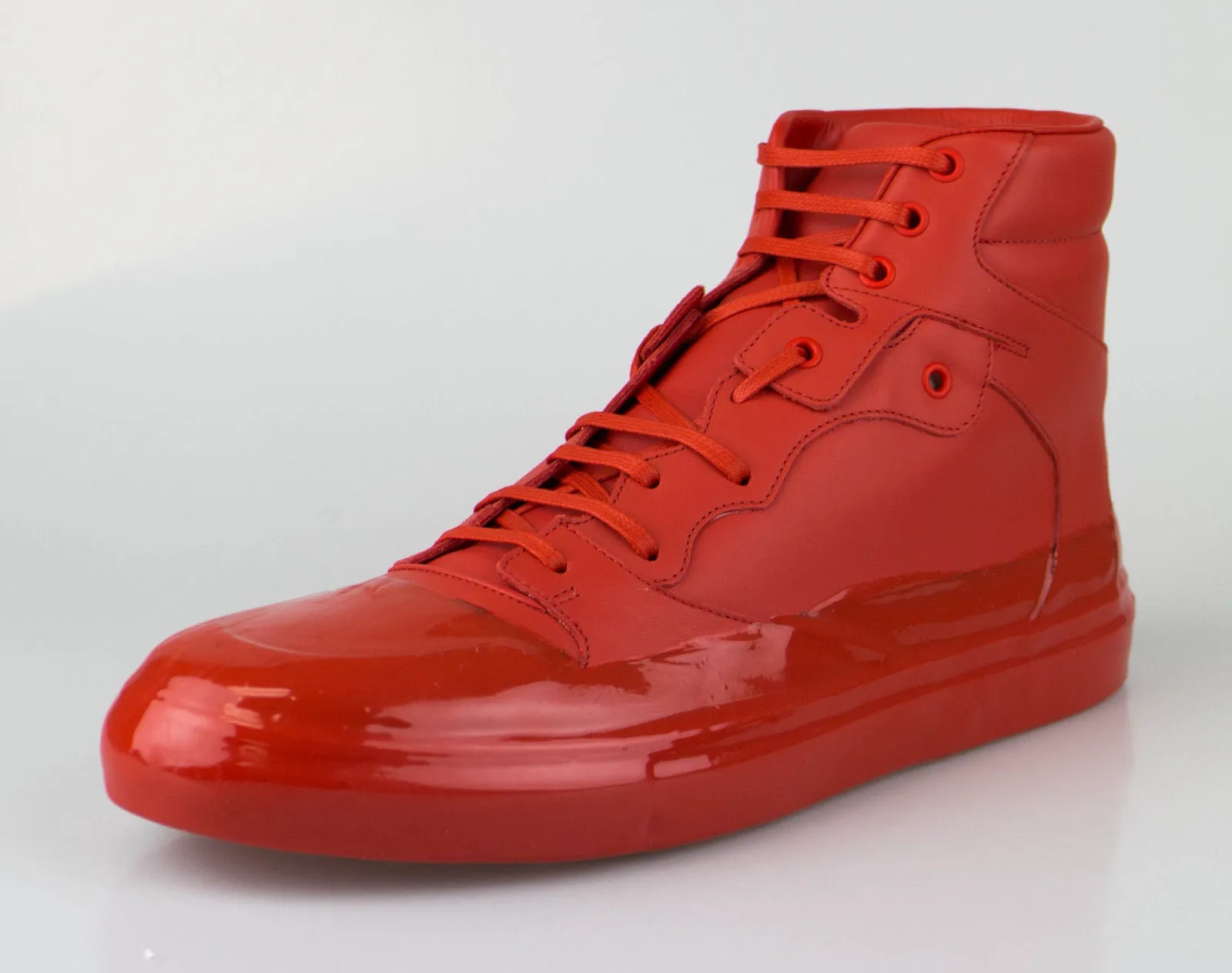 Red Leather High-Top Sneakers
