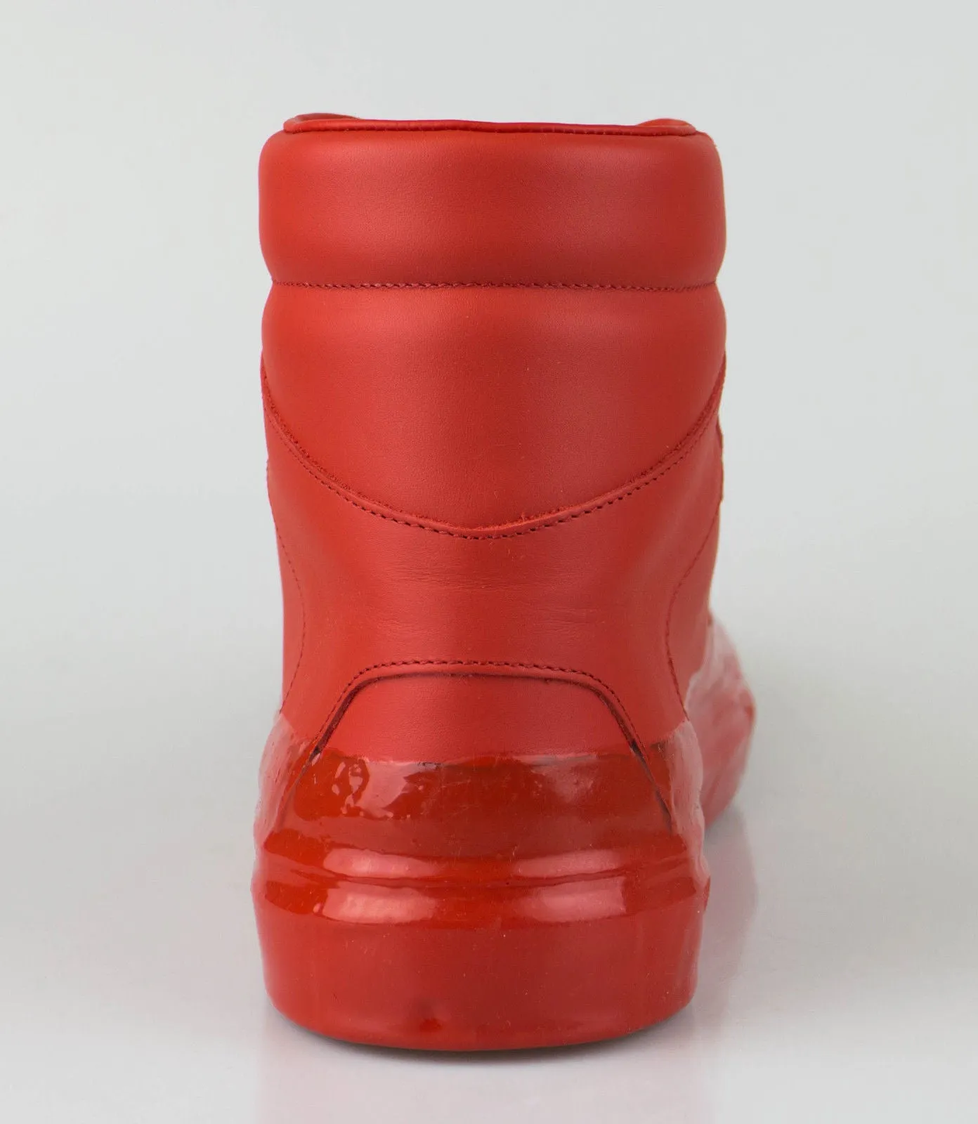 Red Leather High-Top Sneakers