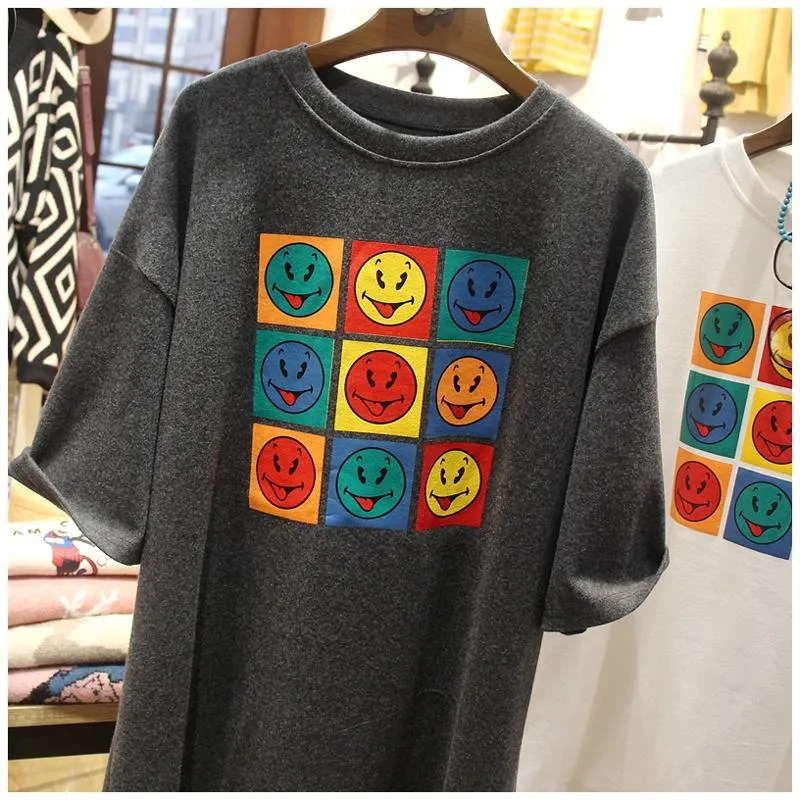 Retro Letter Loose Fit Trendy Pure Cotton Short Sleeve Tee