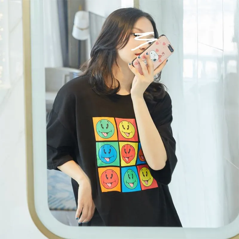 Retro Letter Loose Fit Trendy Pure Cotton Short Sleeve Tee