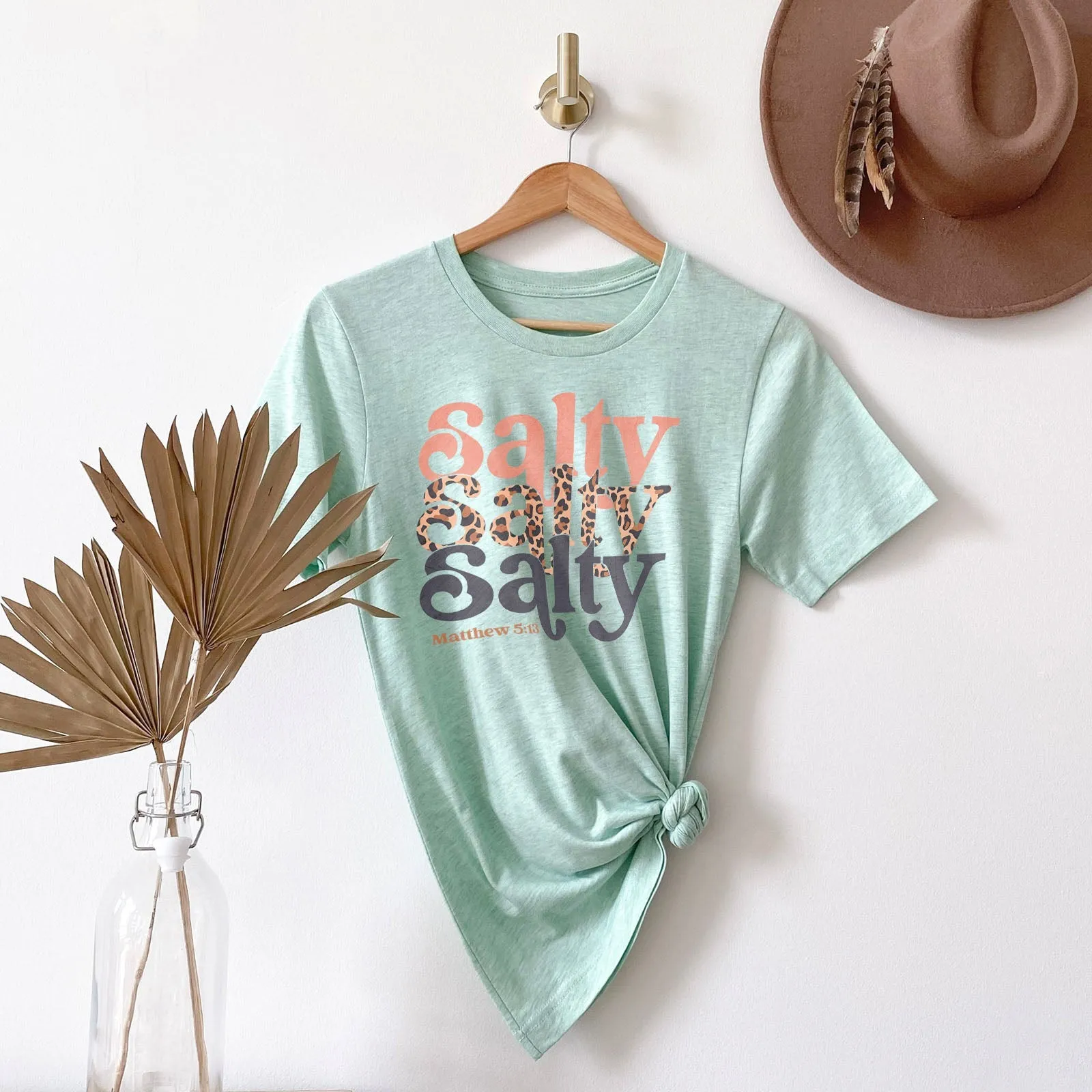Salty Stacked Leopard Tee Shirts For Women - Christian Shirts for Women - Religious Tee Shirts